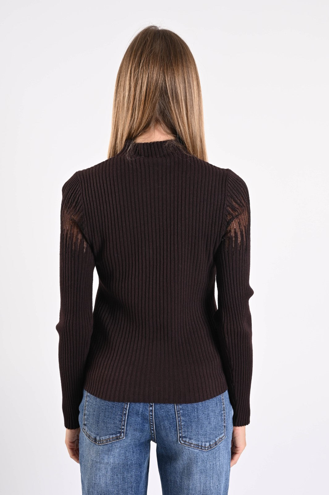 Maglia a Costine con effetto Semitrasparenza