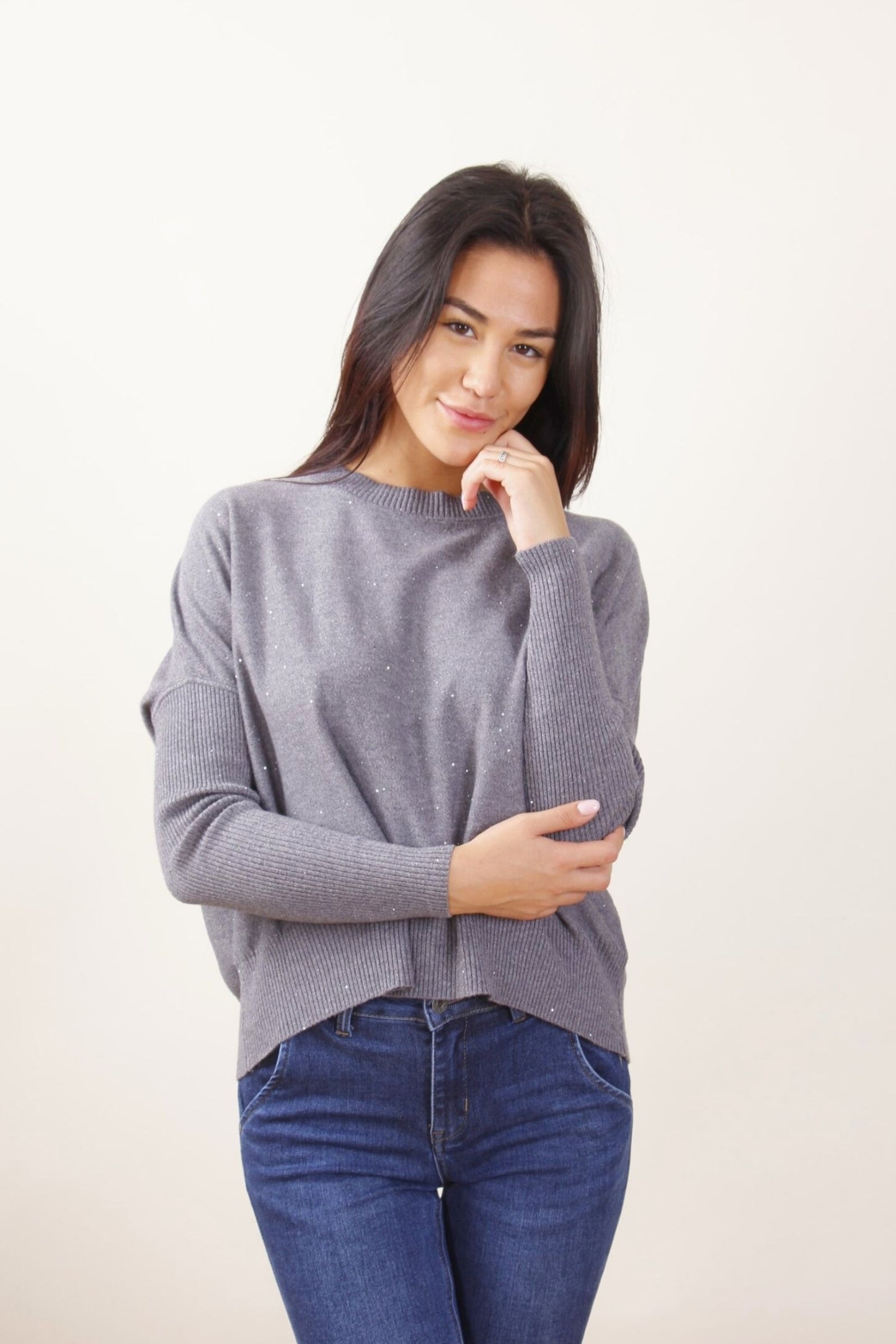 Maglia a maniche lunghe con Micro Paillettes