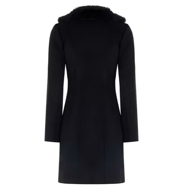 Cappotto con Collo effetto Pelliccia Removibile