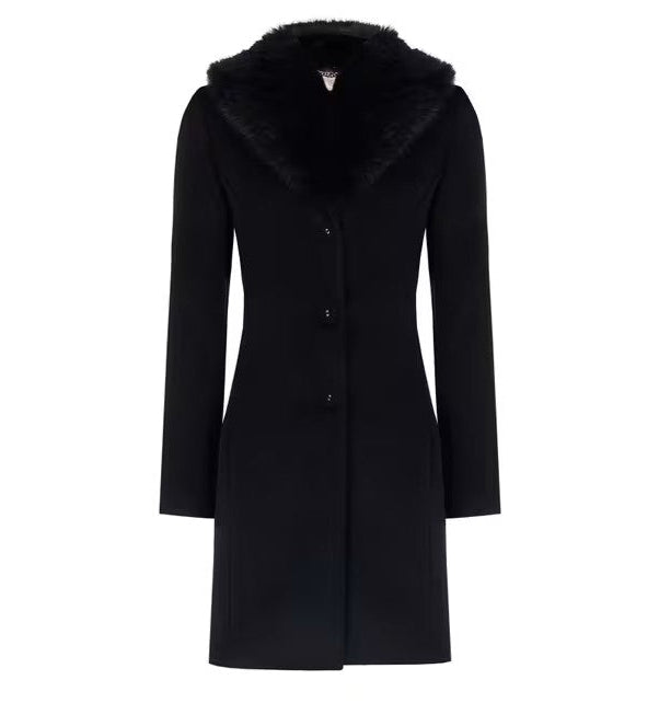 Cappotto con Collo effetto Pelliccia Removibile