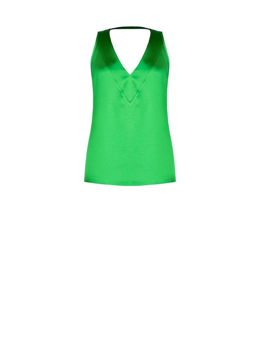 Top Doppio Scollo in Raso