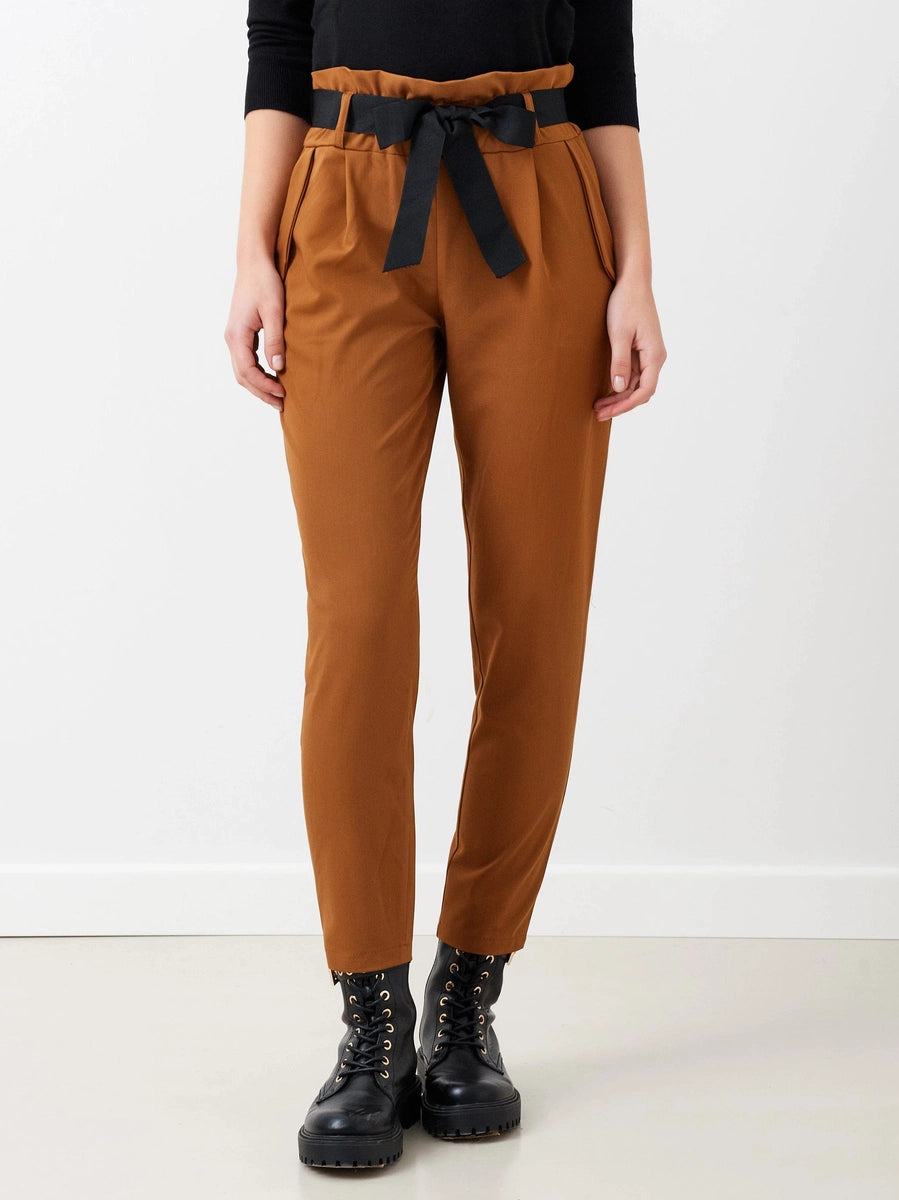 Pantaloni Carrot con Fiocco in Gros Grain