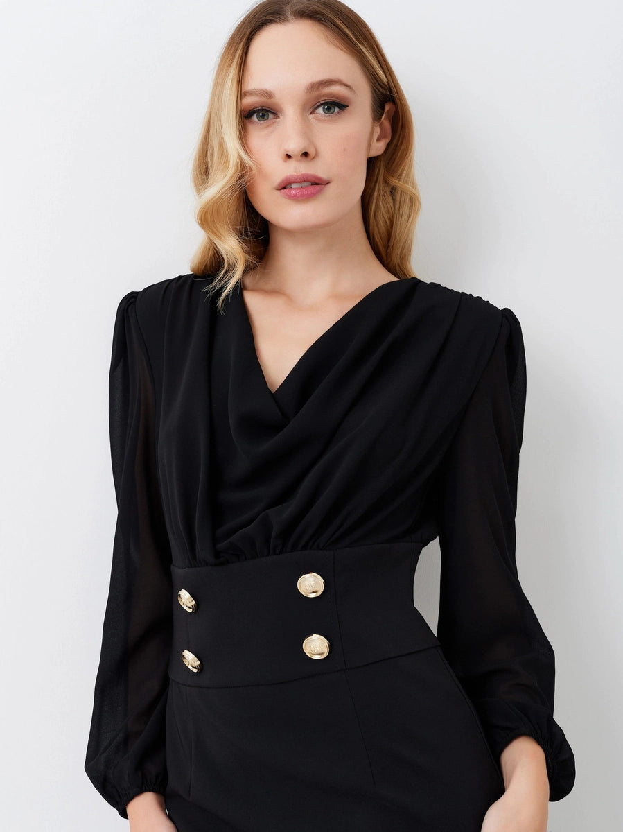 Abito con Blusa Drappeggiata