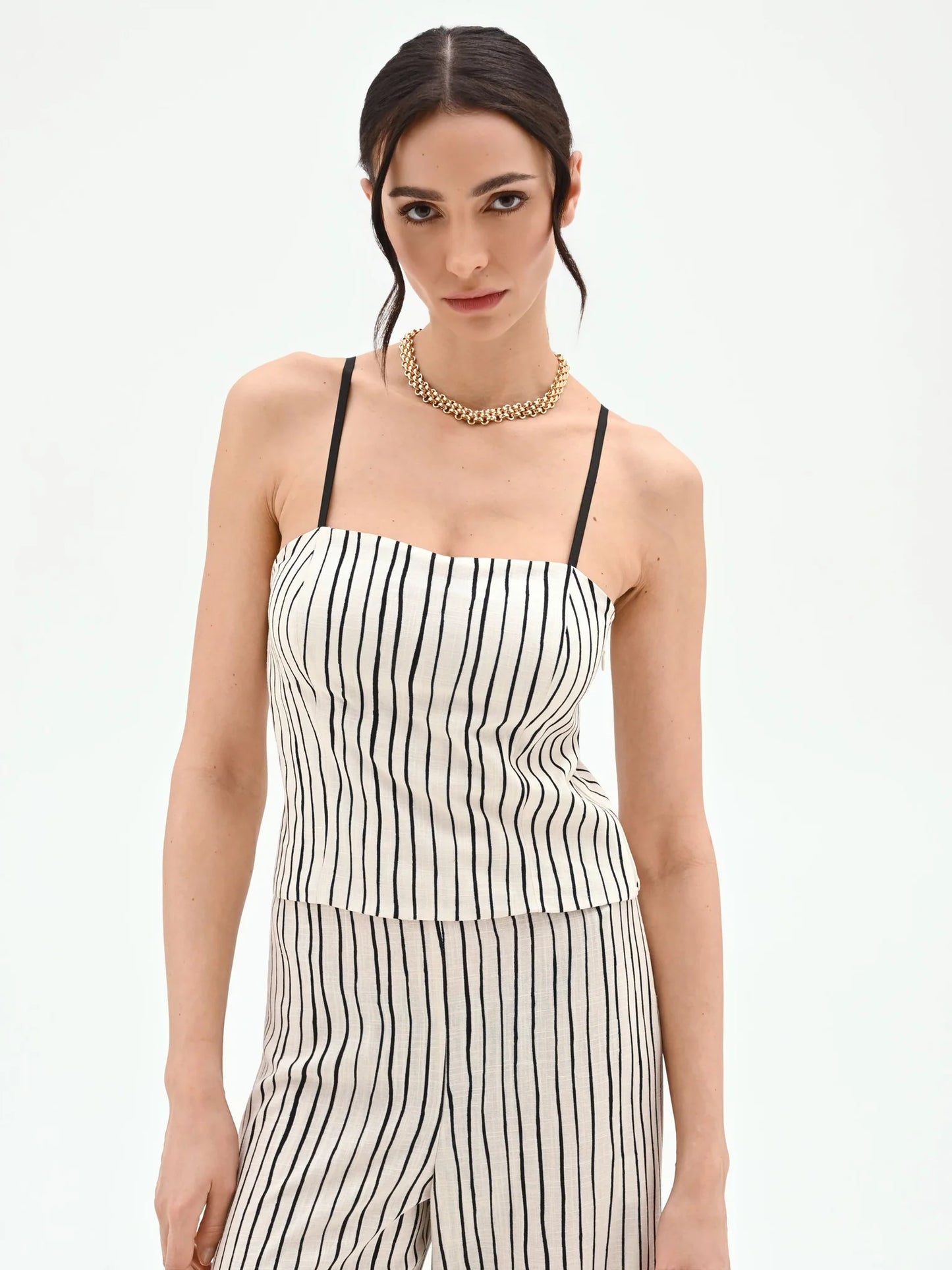 Top in Lino con Fantasia a Righe
