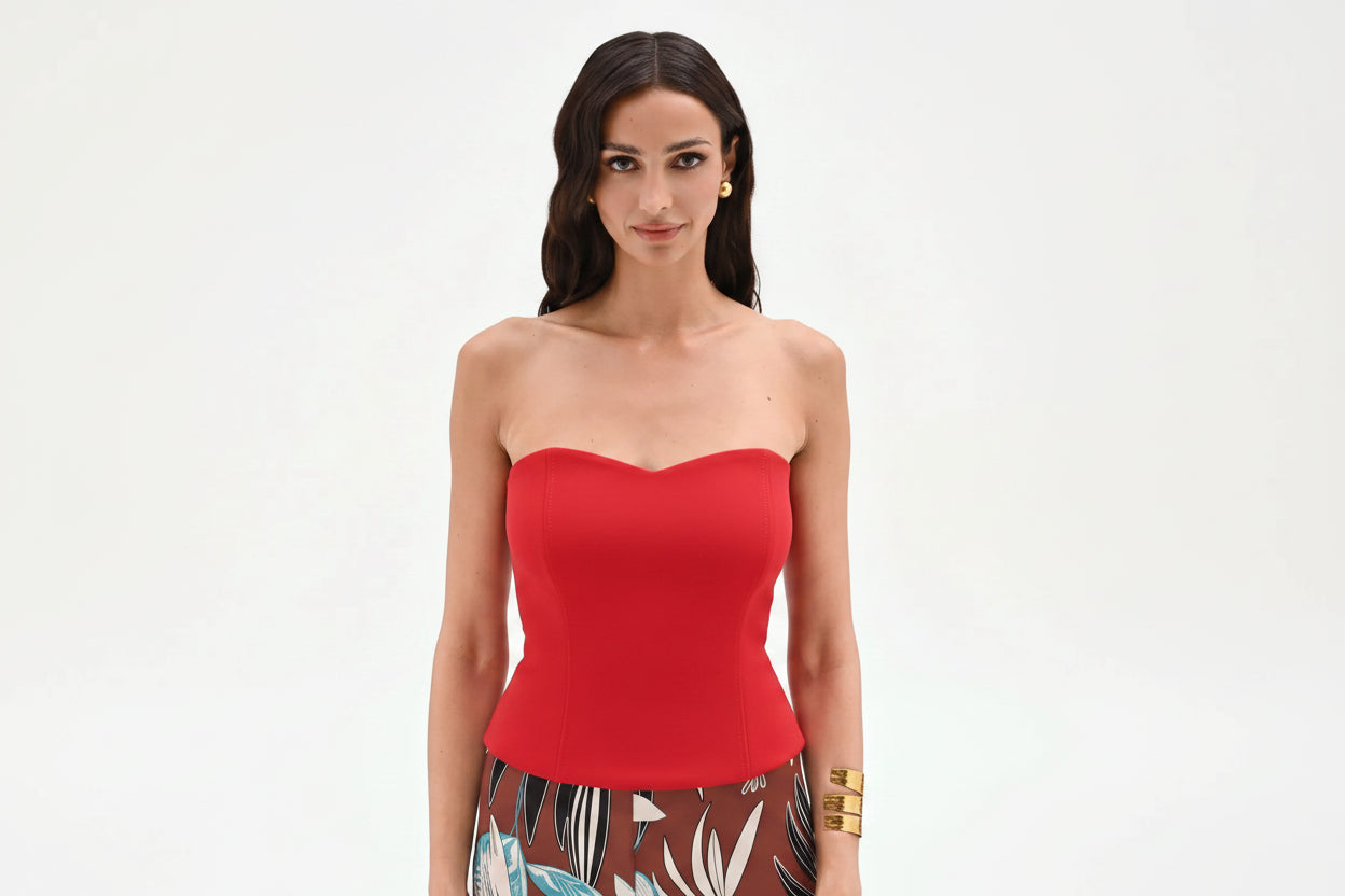 Top a Bustier Con Scollo a Cuore Fluido