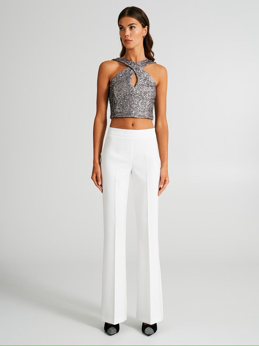Pantalone Mid Flared in Tessuto Tecnico
