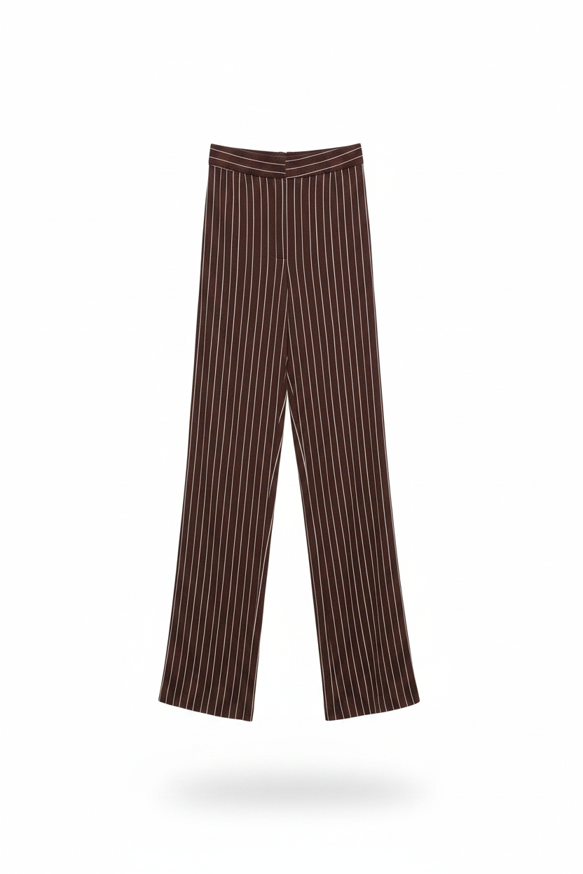 Pantalone in Lino a Palazzo con Fantasia a Righe