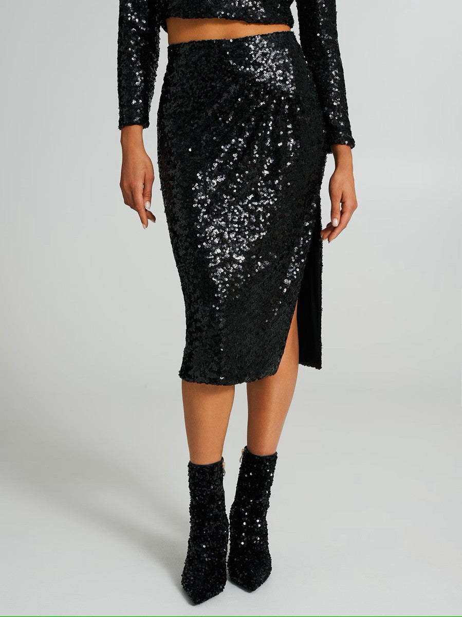 Longuette con Spacco in Paillettes