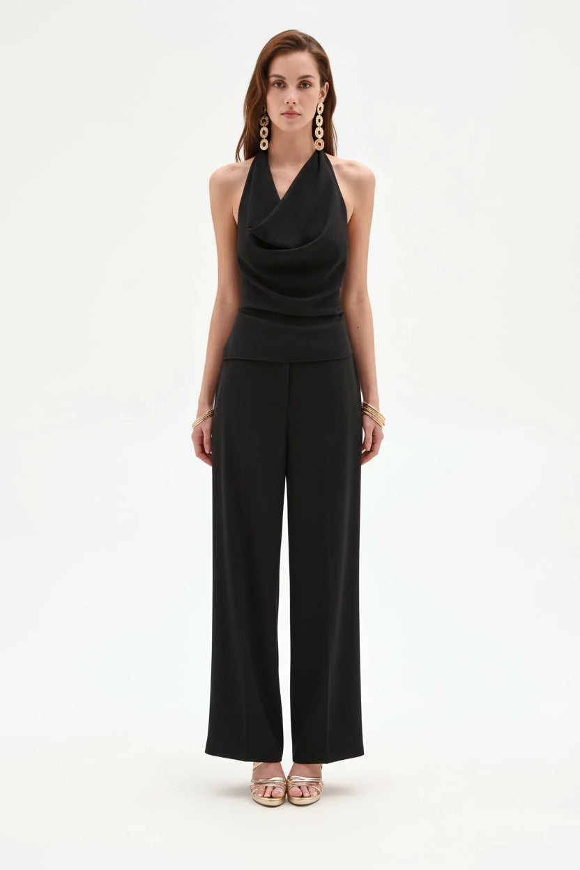 Top in Cadi con Scollo Drappeggiato