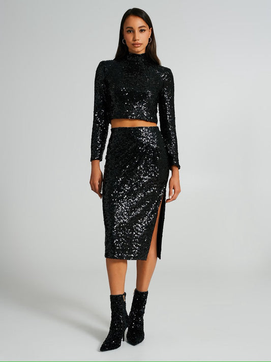 Longuette con Spacco in Paillettes