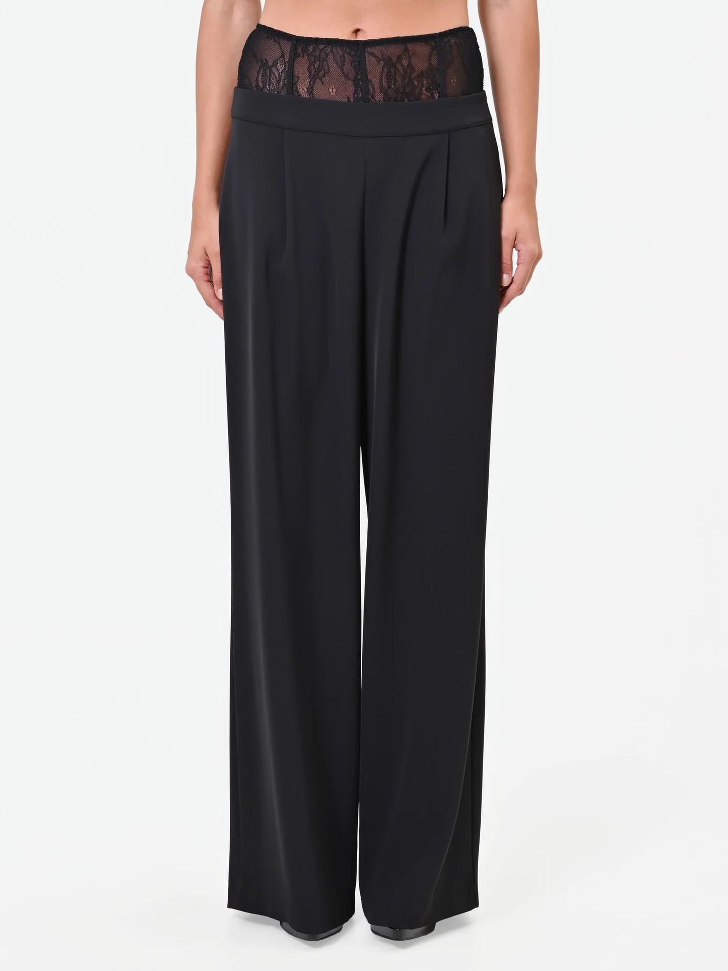 Pantalone Palazzo con Fascia in Pizzo
