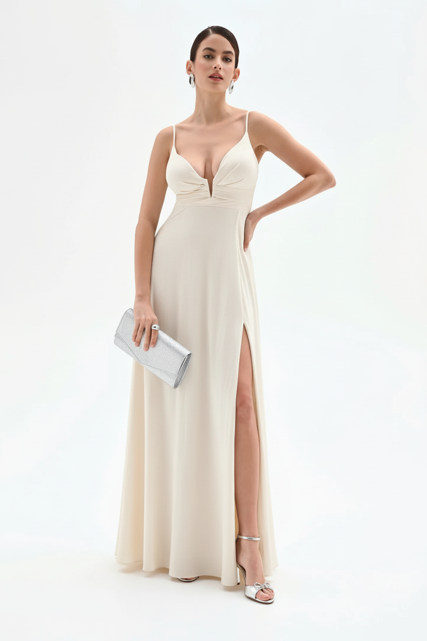 Abito lungo in Jersey Lurex