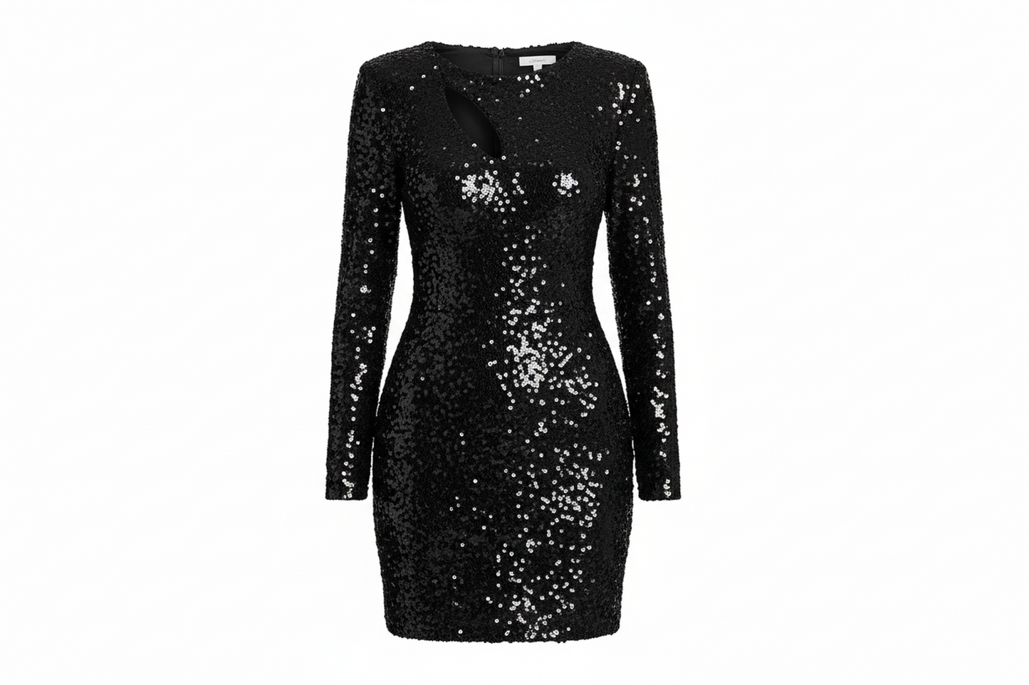 Abito Corto aderente in Paillettes con Cut-Out e Spalline