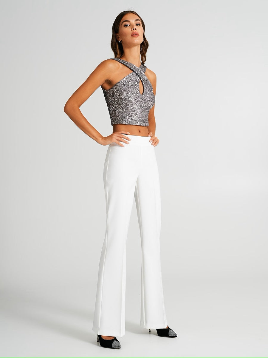 Pantalone Mid Flared in Tessuto Tecnico