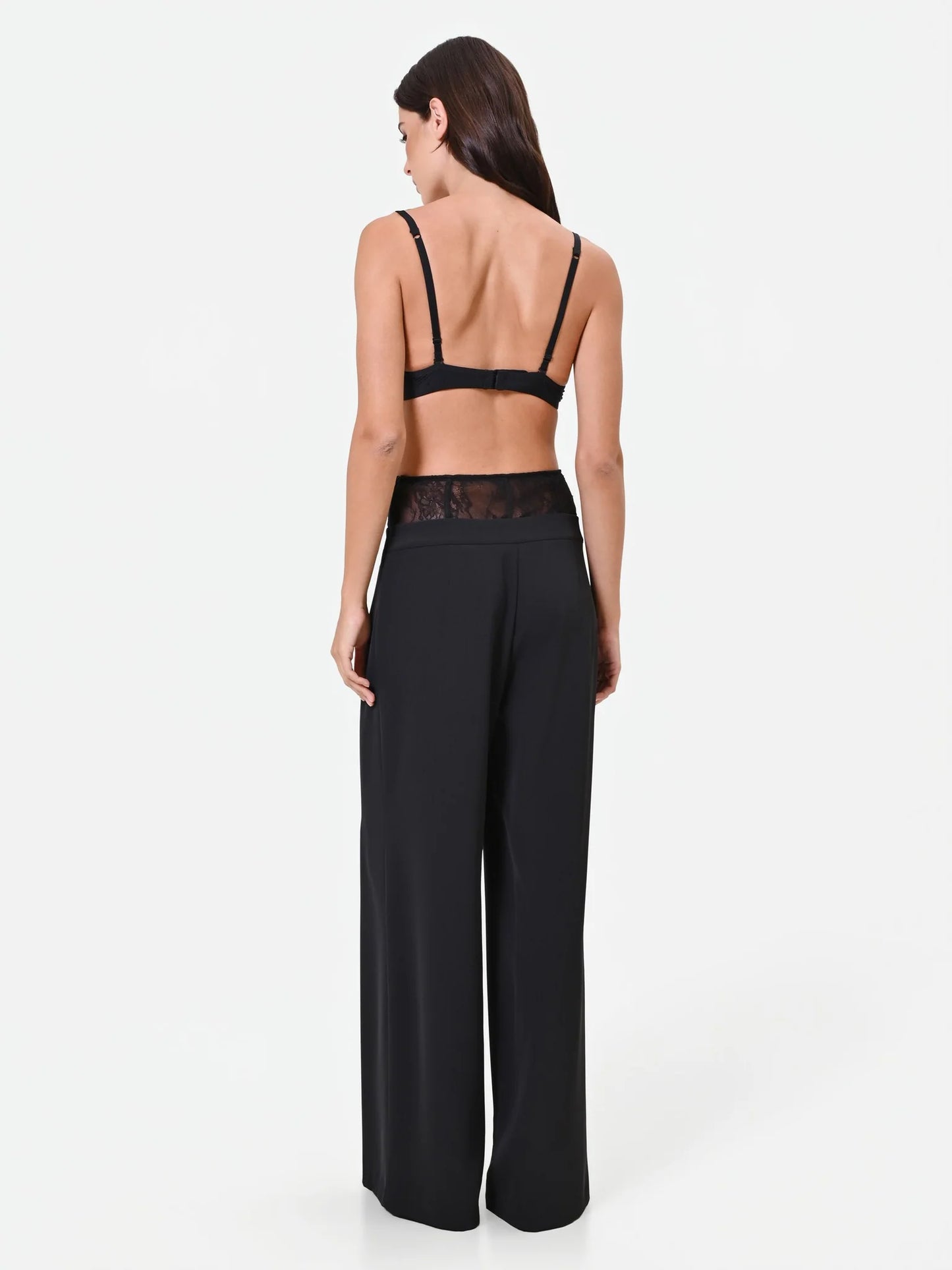 Pantalone Palazzo con Fascia in Pizzo