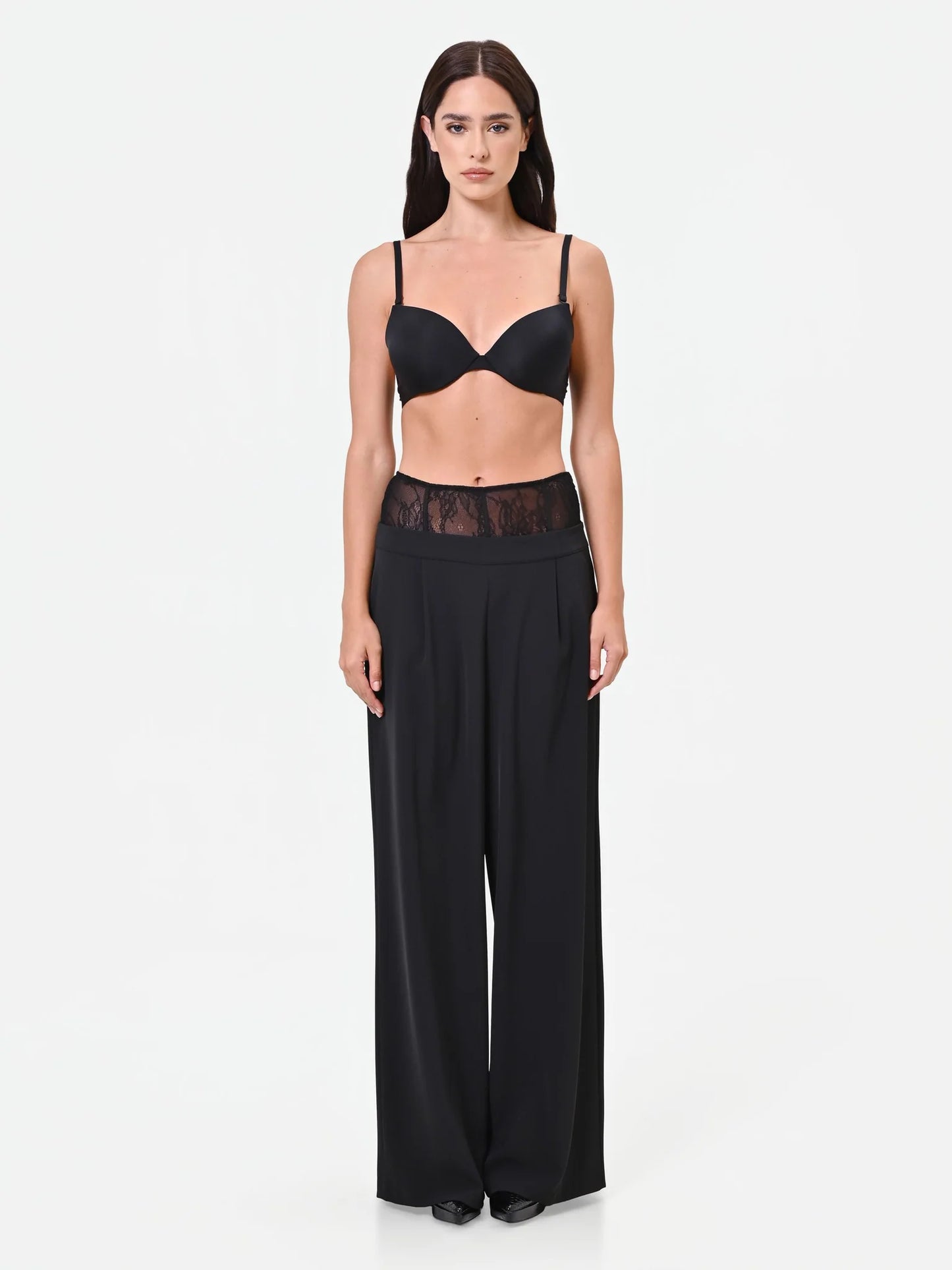 Pantalone Palazzo con Fascia in Pizzo
