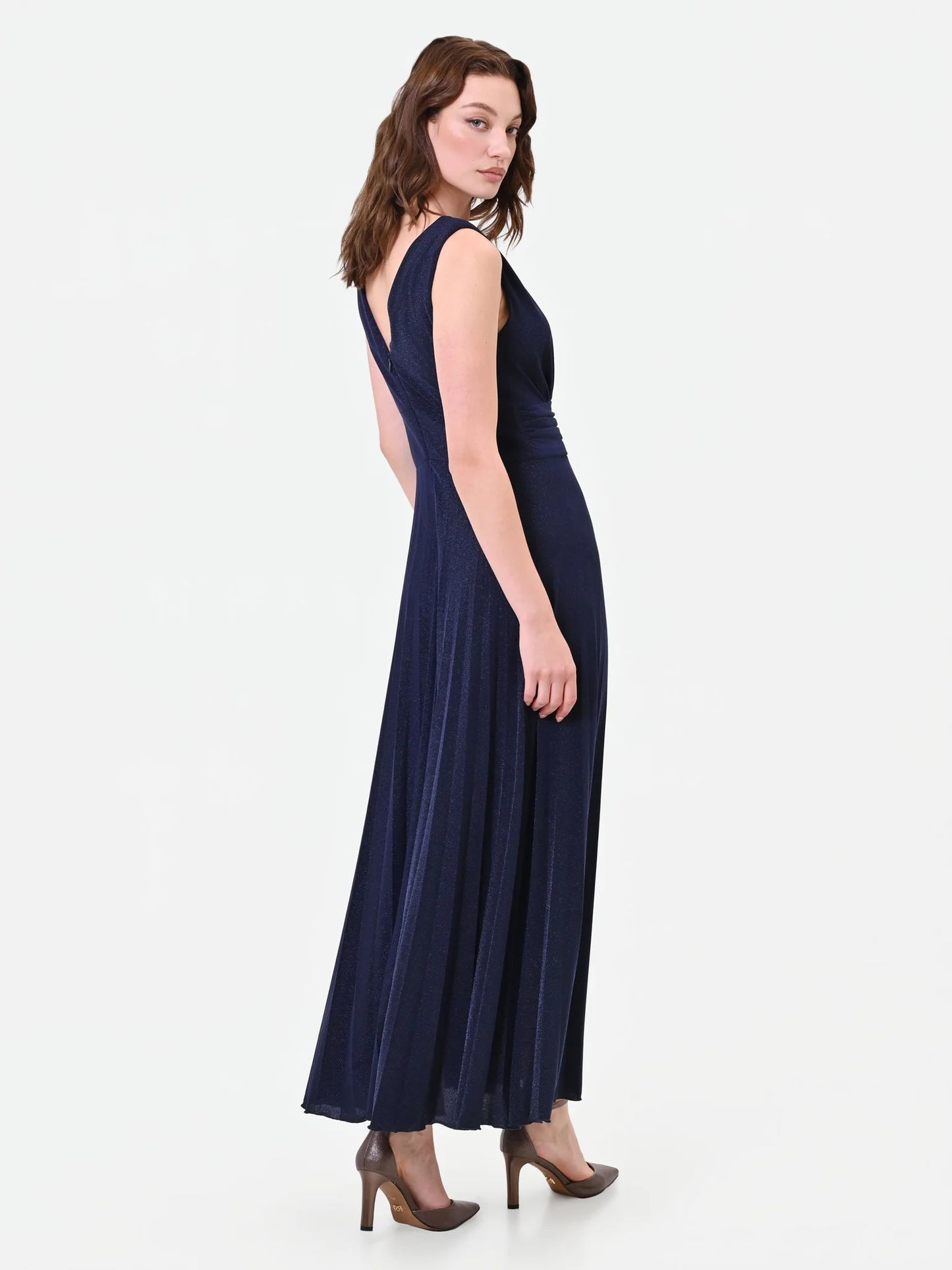 Abito Lungo Lurex con Drappeggio in Vita