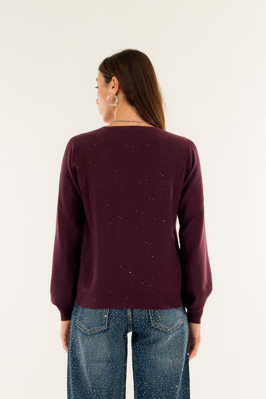 Maglia Scollo V Micropaillettes