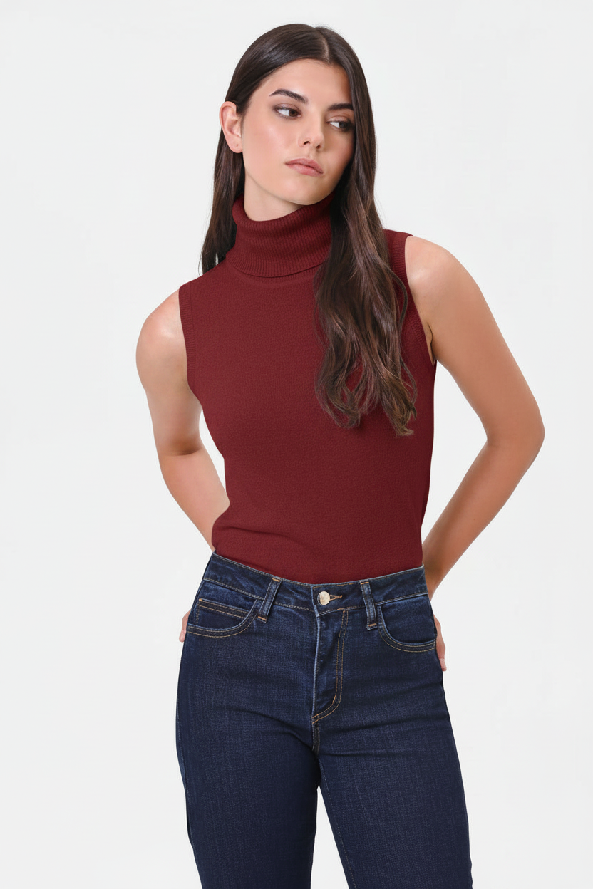 Maglia Dolcevita Smanicata