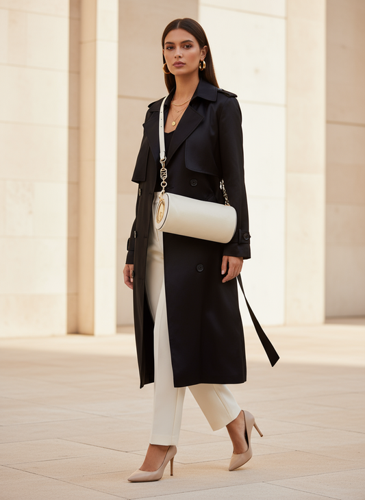 Borsa Cilindro Effetto Invecchiato con Tracolle Intercambiabili