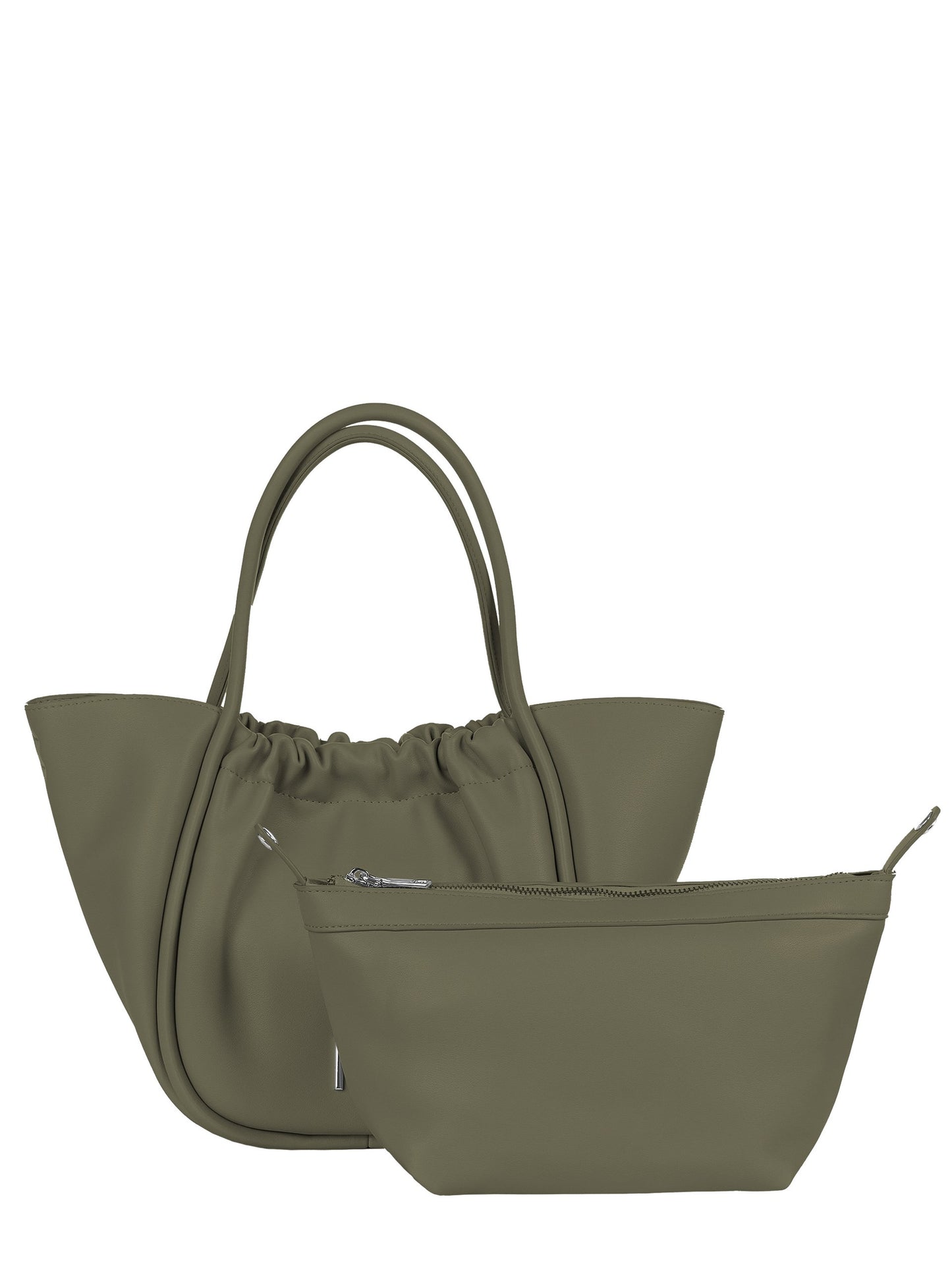 Maxi Borsa a Mano in Similpelle con Pochette Interna Removibile e Tracolla Removibile