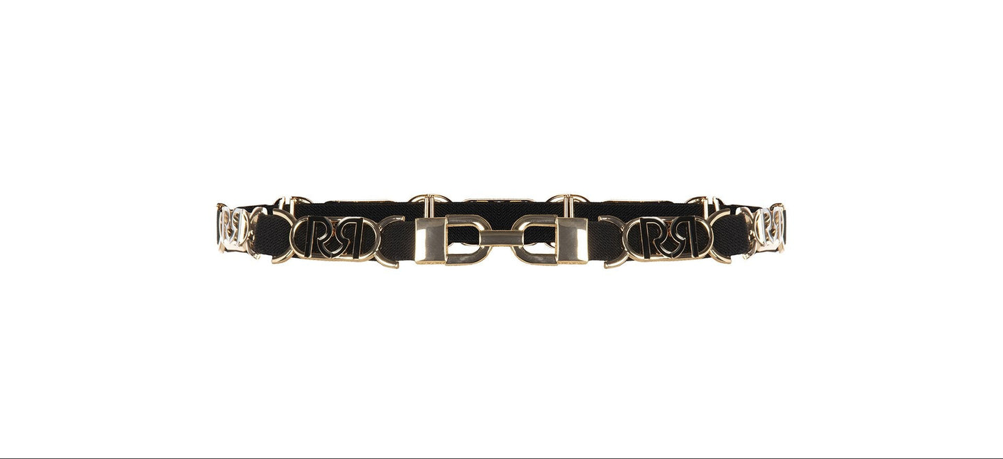 Cintura Sottile Elastica con Fibbie Logo RR