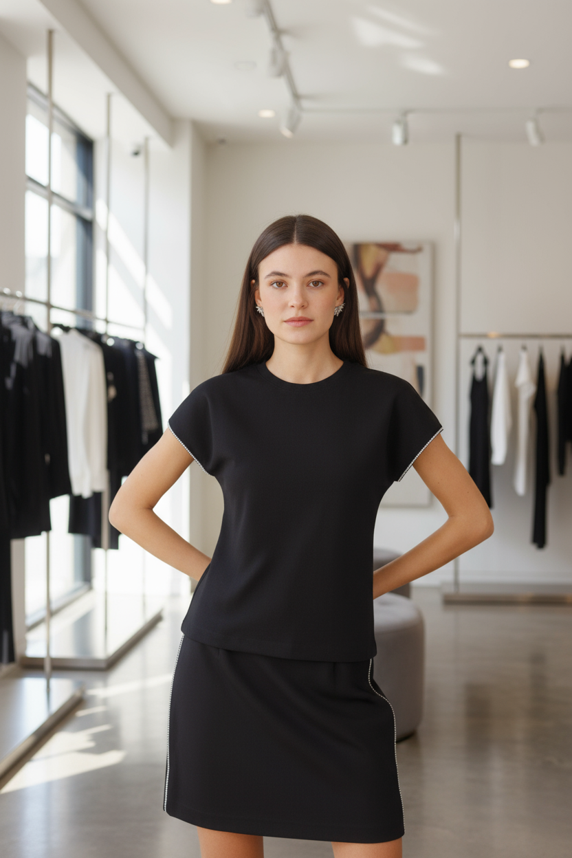 Maglia maniche ad Aletta Con Strass