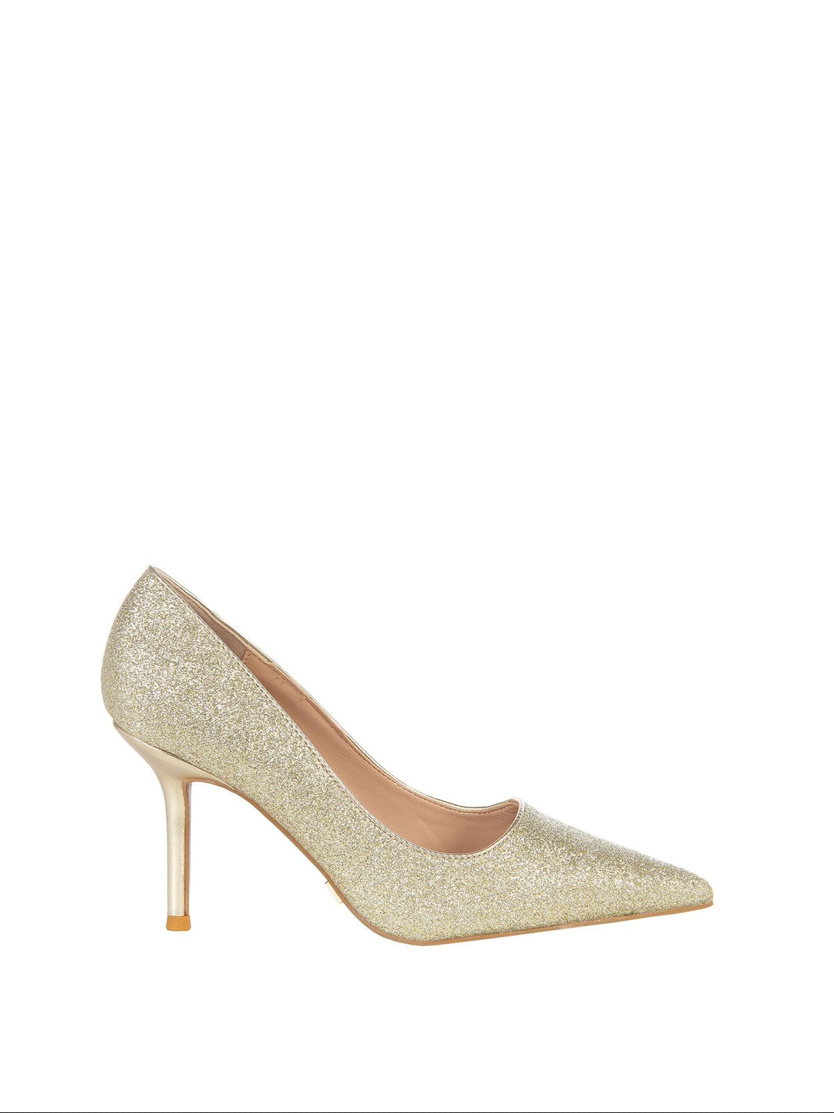 Décolleté Glitter con Tacco in Similpelle Metallizzata