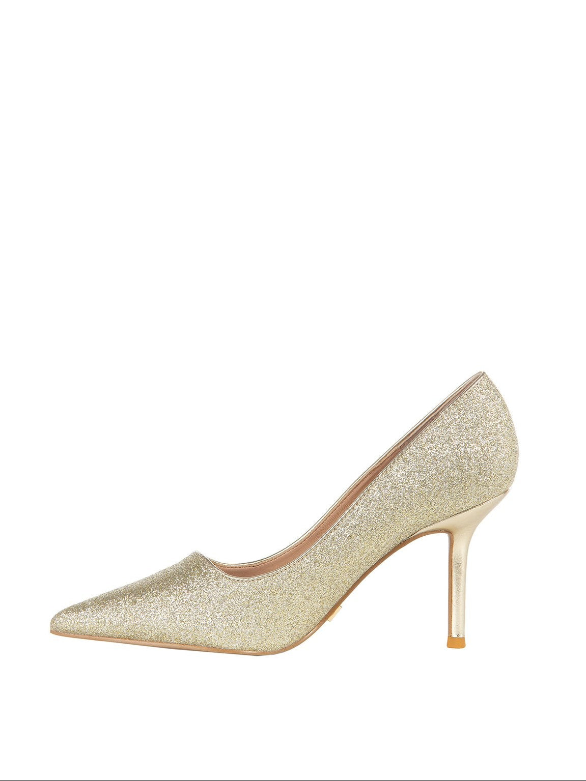 Décolleté Glitter con Tacco in Similpelle Metallizzata