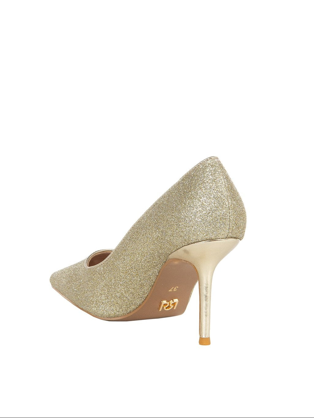 Décolleté Glitter con Tacco in Similpelle Metallizzata