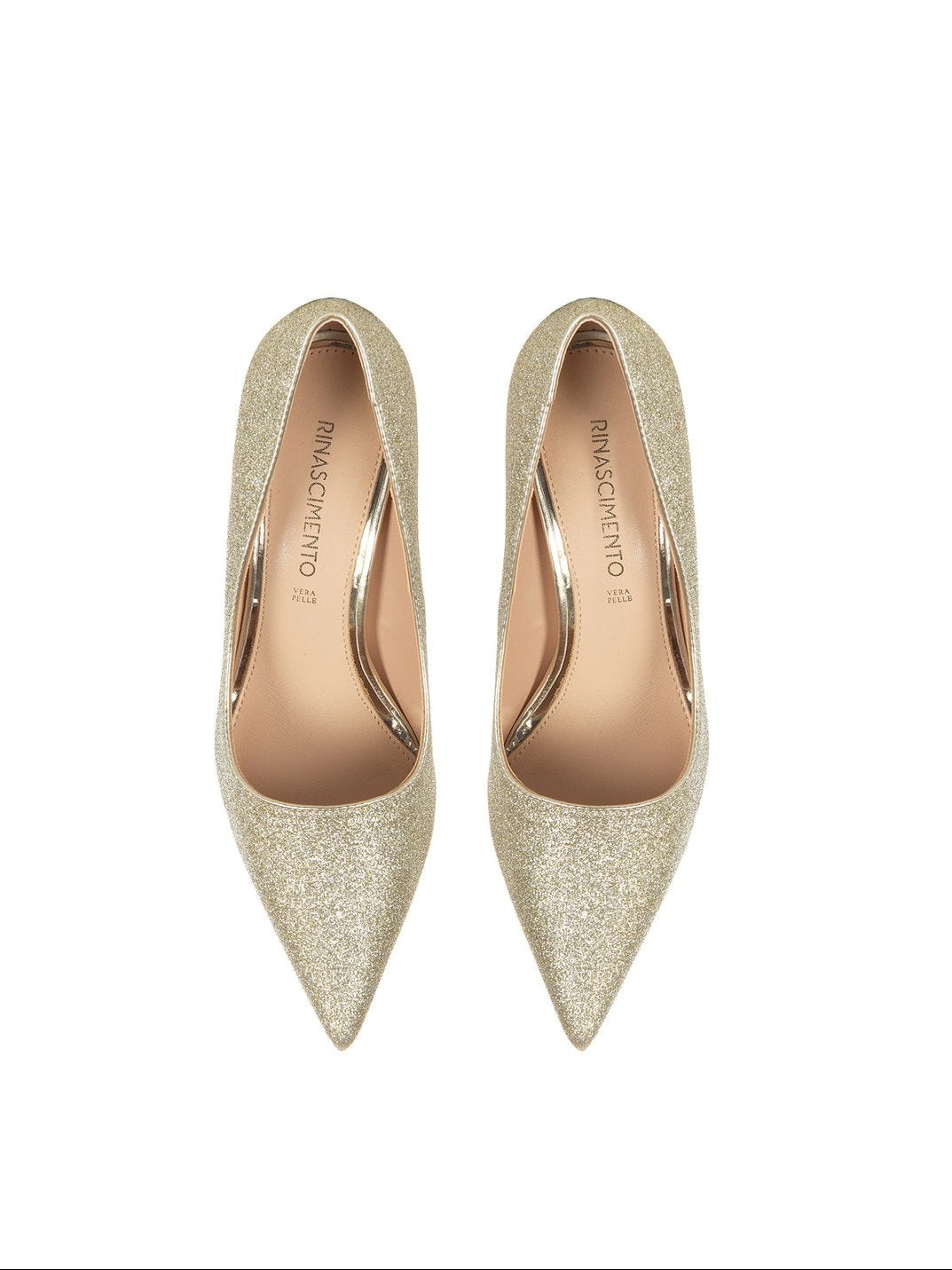 Décolleté Glitter con Tacco in Similpelle Metallizzata