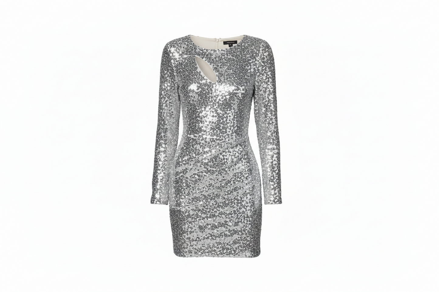 Abito Corto aderente in Paillettes con Cut-Out e Spalline