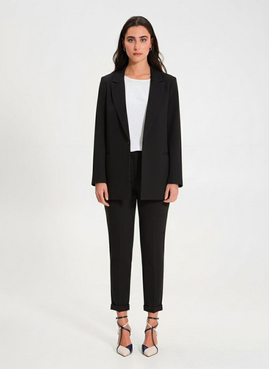 Giacca Lunga Aperta in Tessuto Tecnico