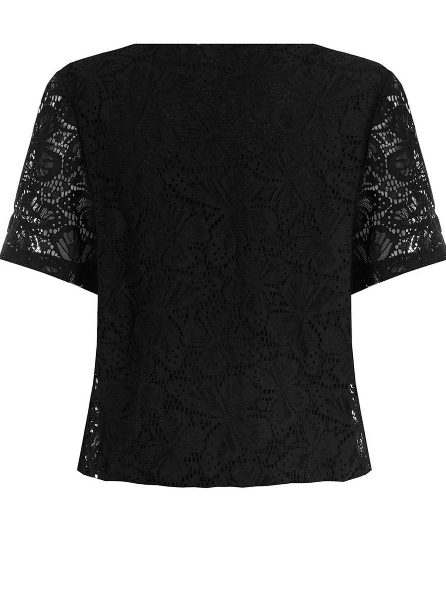 T-shirt a Palloncino in Pizzo Misto Cotone