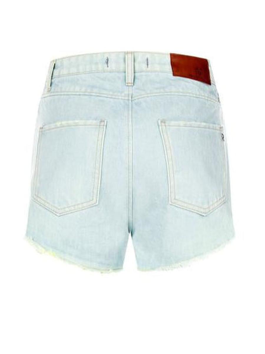 Pantaloni Corto in Jeans con Strappi e Interno a Contrasto