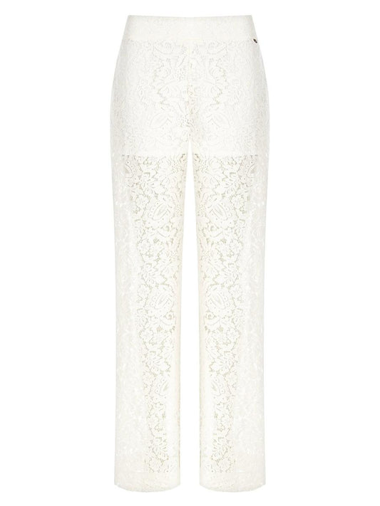 Pantaloni Palazzo in Pizzo con Elastico Dietro