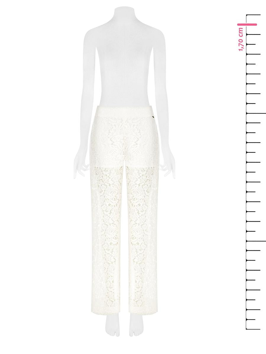 Pantaloni Palazzo in Pizzo con Elastico Dietro