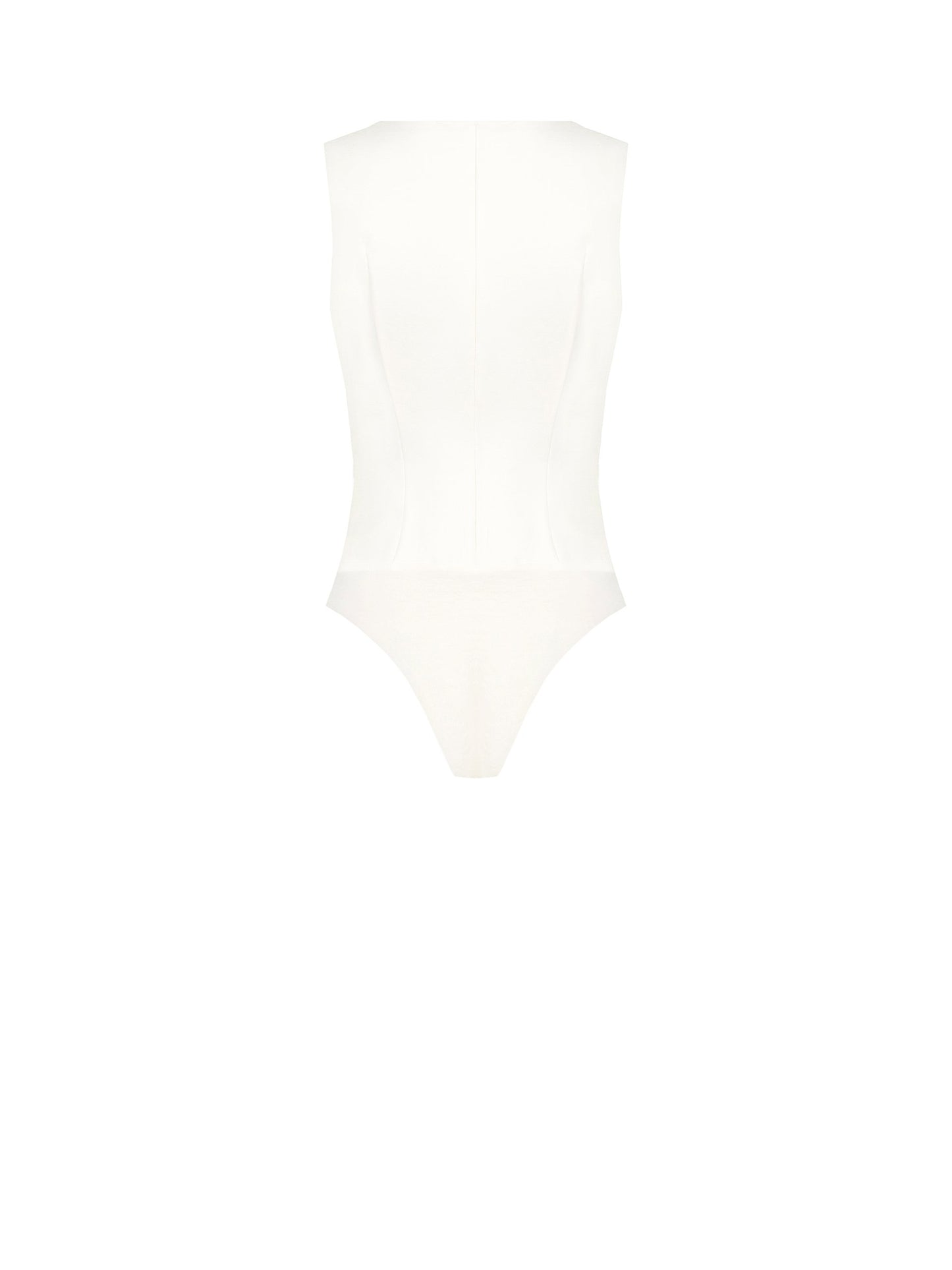 Body in Maglia Elasticizzata con Scollo a V e Zip Logo