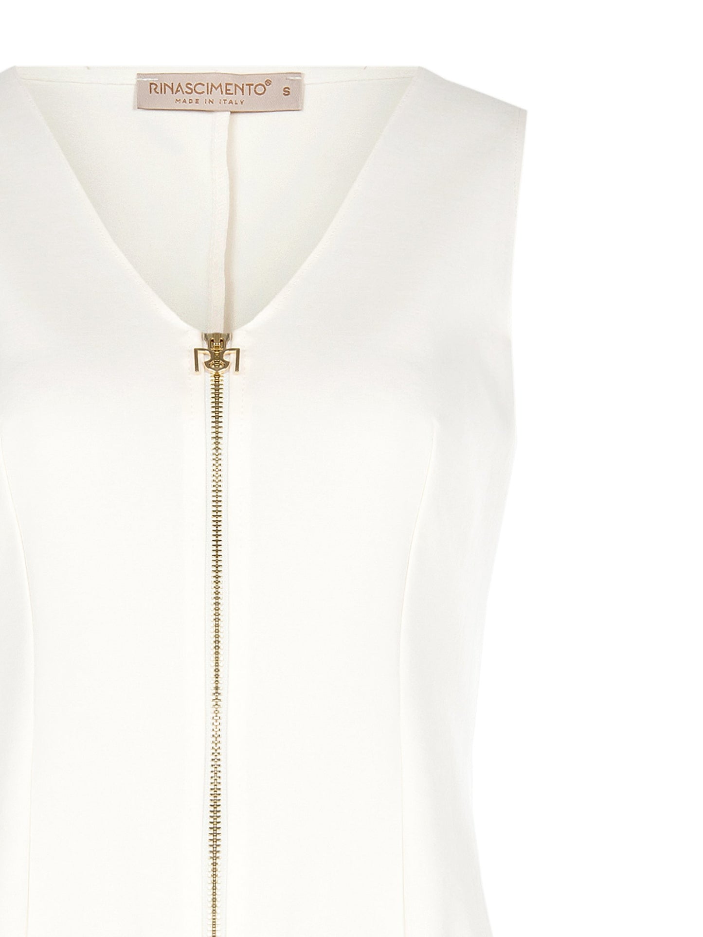 Body in Maglia Elasticizzata con Scollo a V e Zip Logo