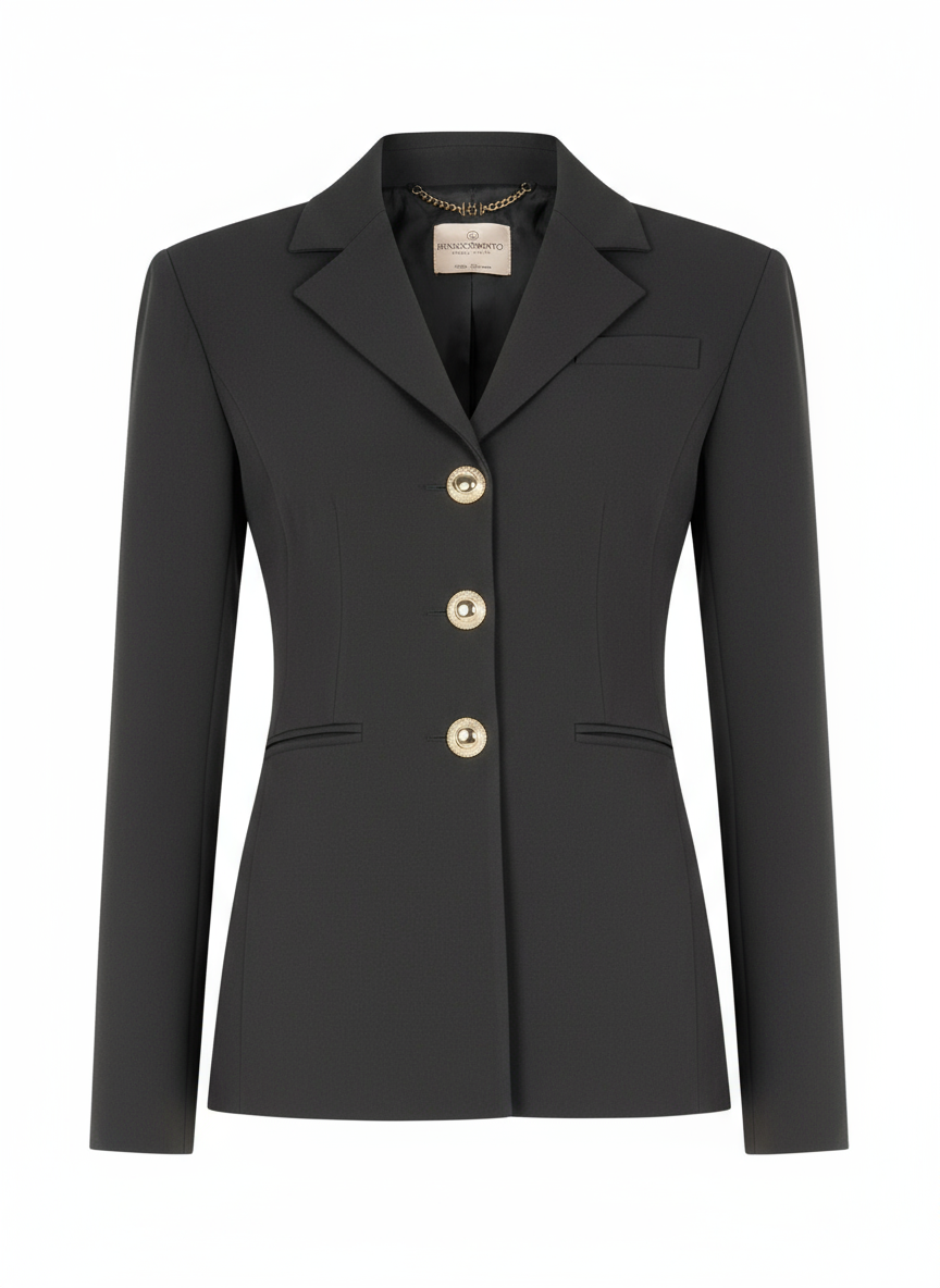 Giacca Blazer Taglio Lungo in Tessuto Tecnico