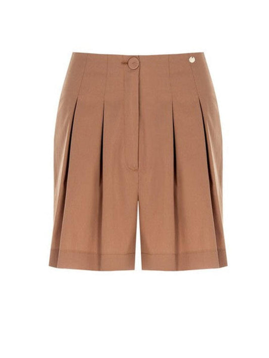 Pantaloncini Corti Larghi in Misto Cotone con Doppia Pinces