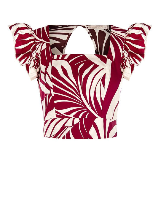 Crop Top Bustier in Cotone con Maxi Cut-Out Dietro