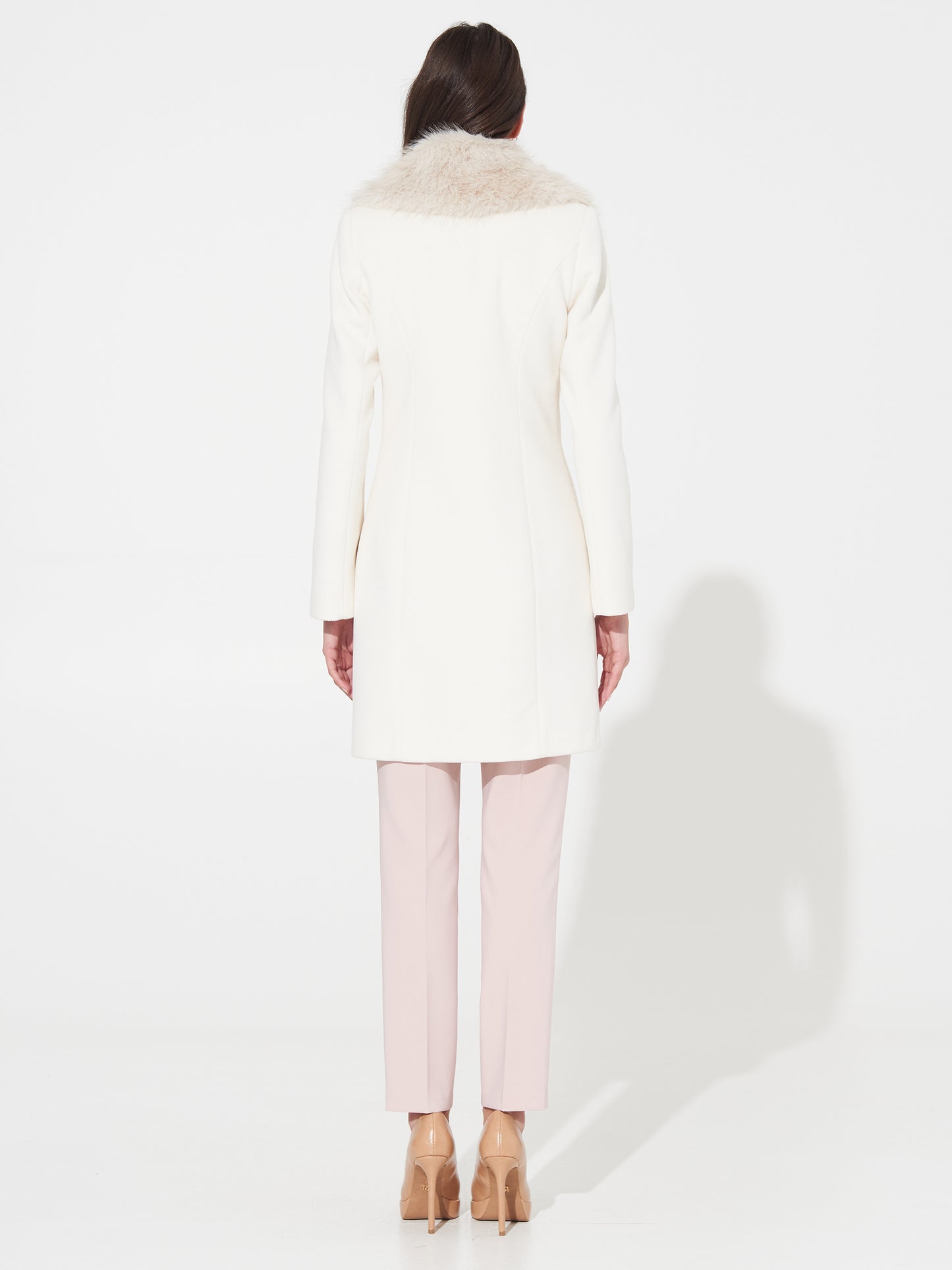 Cappotto con Collo effetto Pelliccia Removibile
