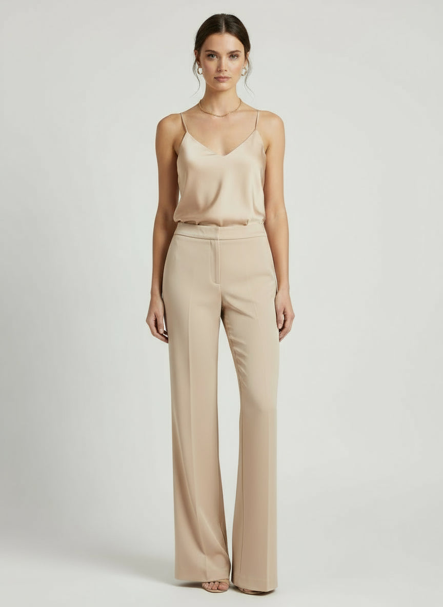 Pantaloni Palazzo con Banda in Raso