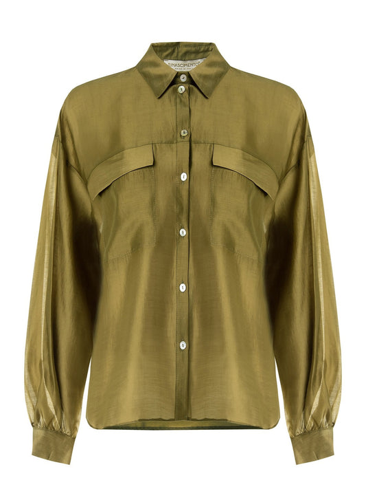 Camicia Ampia Semitrasparente con Tasche