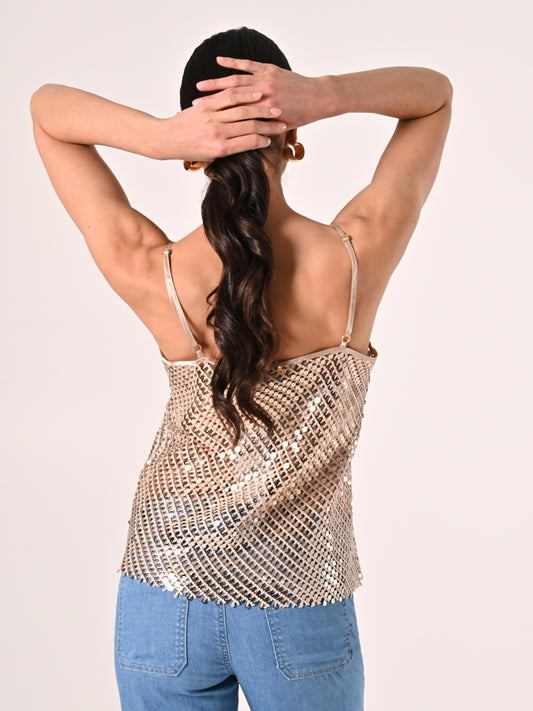 Top Oro Crochet & Paillettes
