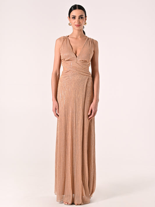 Abito Nude con Paillettes & dettagli Cut Out
