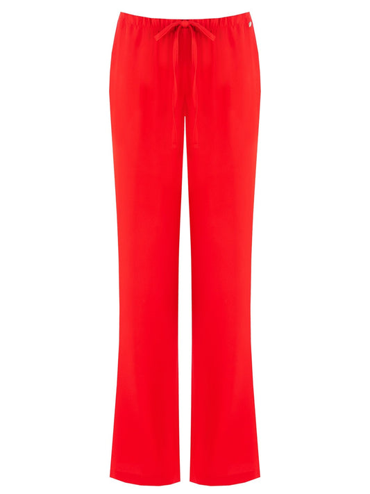 Pantaloni Palazzo in Tessuto Fluido con Coulisse in Vita