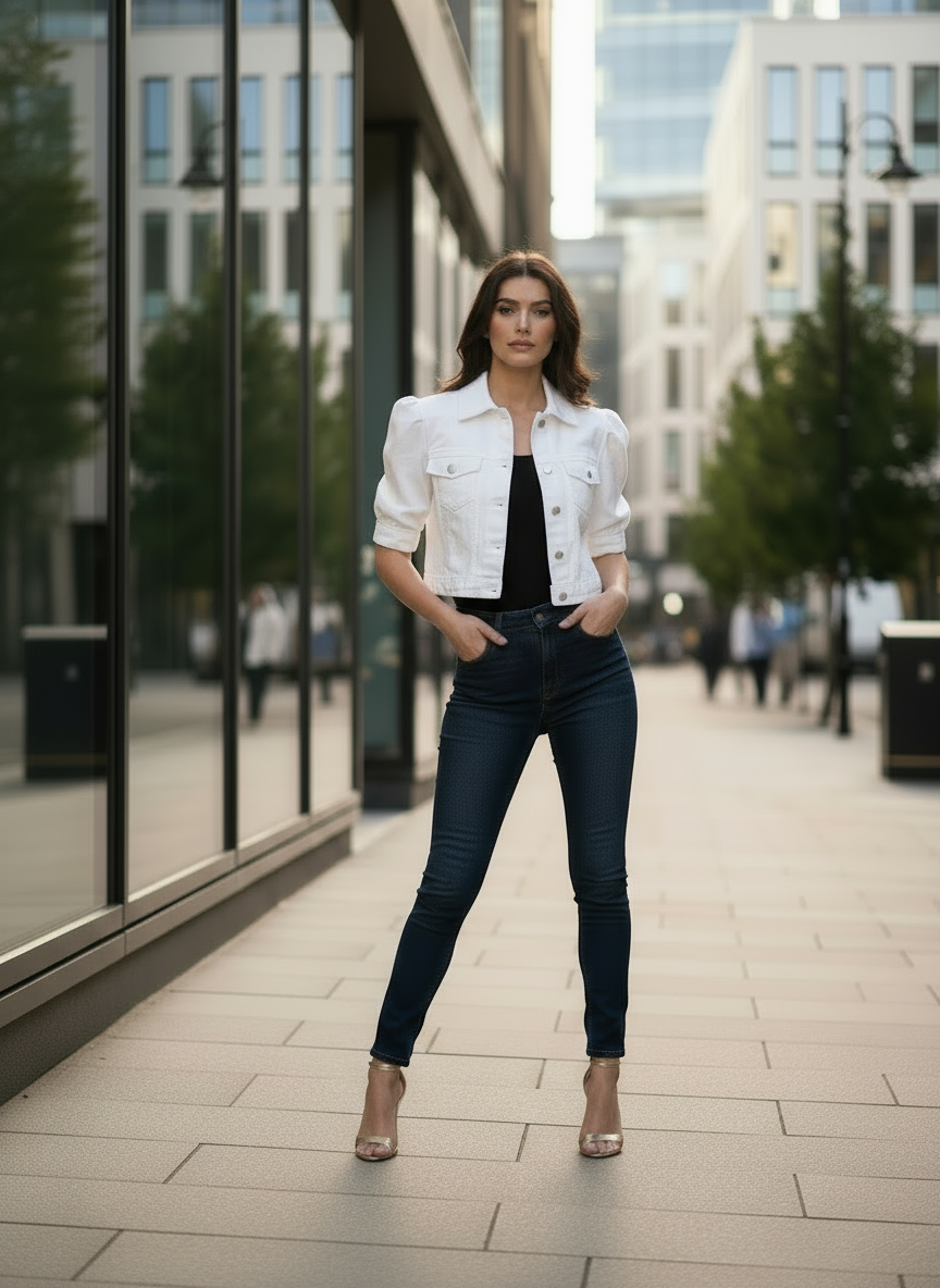 Giubbino Jeans Spalline