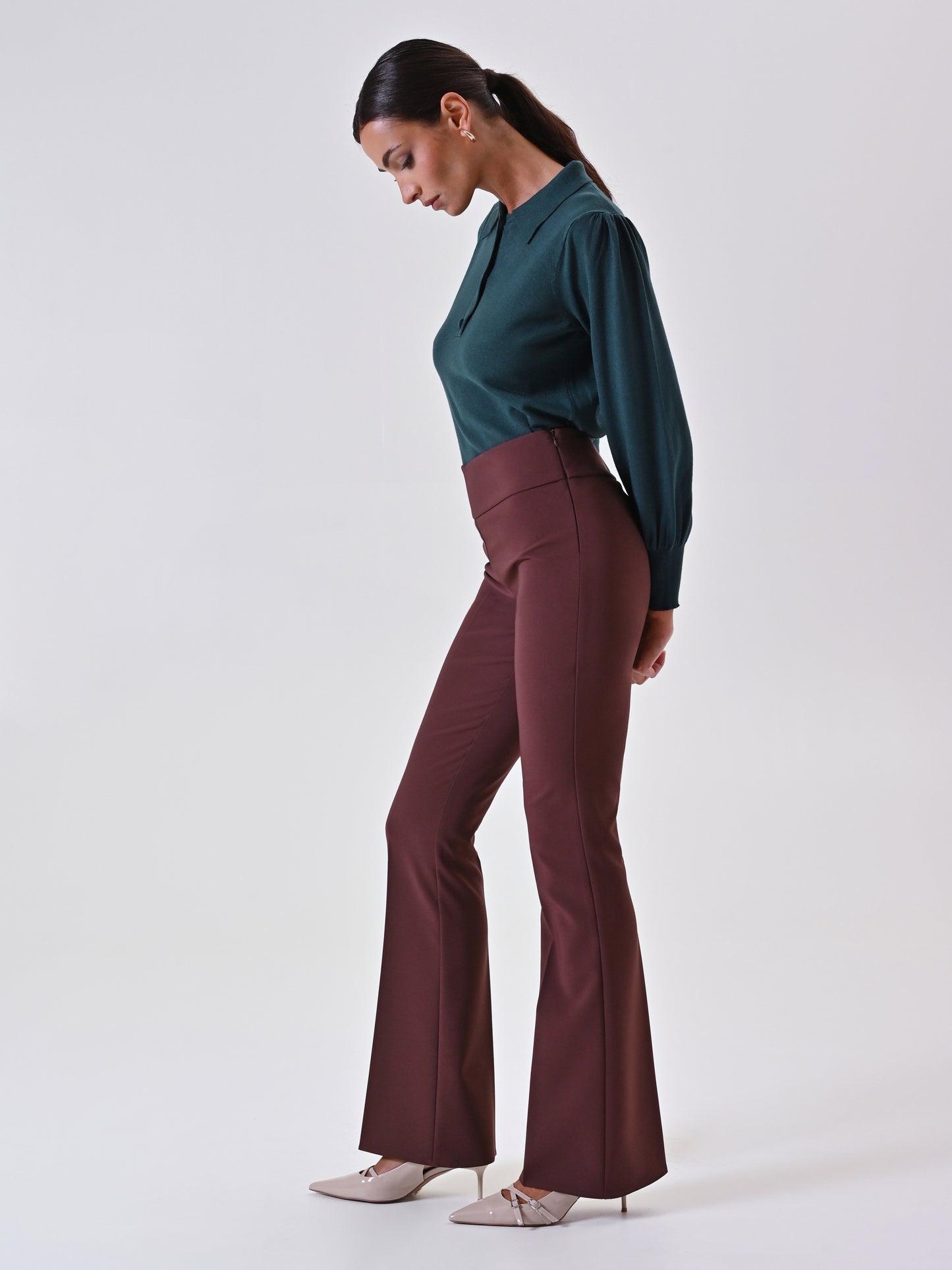 Pantaloni Flared in Tessuto Tecnico